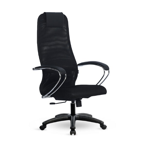 Кресло Metta S-BK 8 (x2) черный, сетка/ткань, крестовина пластик Pl