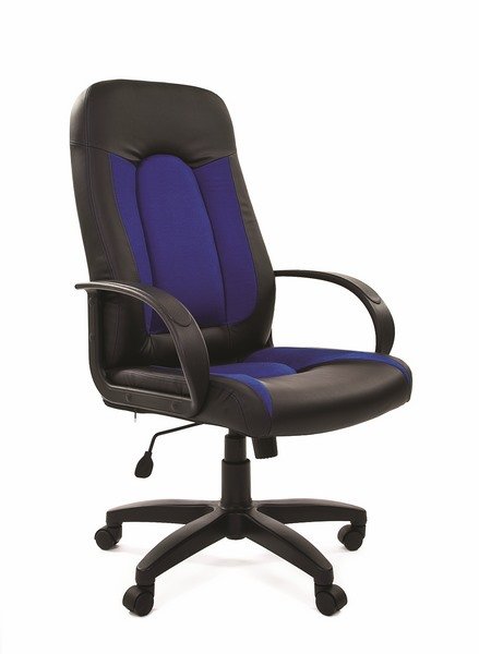 Кресло руководителя CHAIRMAN 429 (CH-429) черная эко кожа, ткань синяя
