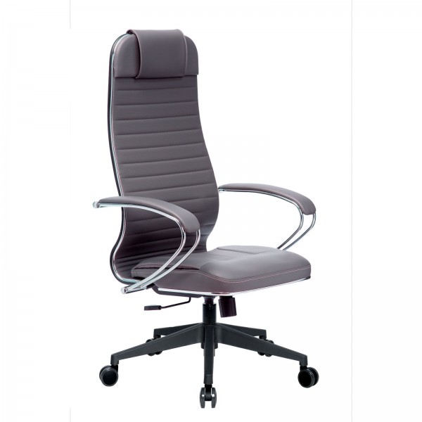 Кресло Metta Комплект 6 серый, кожа New-Leather, крестовина пластик Pl-2
