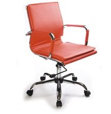 Кресло руководителя Бюрократ CH-993-Low/Red низкая спинка красный искусственная кожа крестовина хром