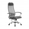 Кресло Metta Комплект 5 светло-серый,сетка/кожа New-Leather, крестовина хром Ch