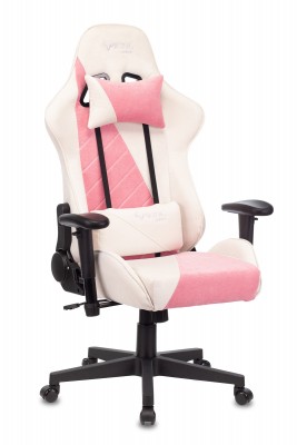 Кресло игровое Бюрократ VIKING X Fabric белый/розовый с подголов. крестовина пластик (VIKING X PINK)
